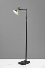 54" Black And Gold Metal LED Task Floor Lamp With Gold Metal Empire Shade