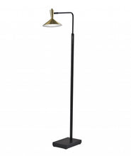 54" Black And Gold Metal LED Task Floor Lamp With Gold Metal Empire Shade