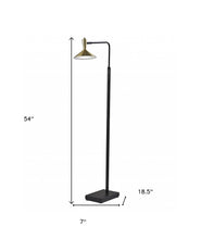 54" Black And Gold Metal LED Task Floor Lamp With Gold Metal Empire Shade