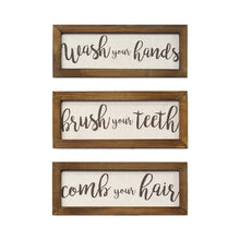 Set Of Three Bathroom Rules Wood Framed Wall Art