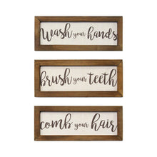Set Of Three Bathroom Rules Wood Framed Wall Art