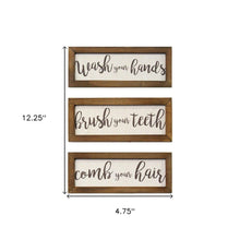 Set Of Three Bathroom Rules Wood Framed Wall Art