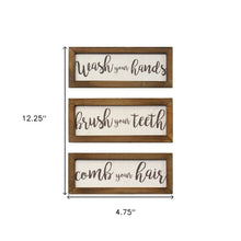 Set Of Three Bathroom Rules Wood Framed Wall Art