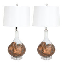 Set of Two 28" White Table Lamp With White Drum Shade