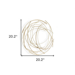26" Gold Metal Abstract Round Hanging Wall Art Decor