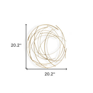 26" Gold Metal Abstract Round Hanging Wall Art Decor
