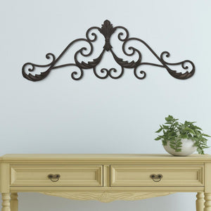 11" X 32" Brown Metal Rustic Scroll Hanging Dimensional Sculpture