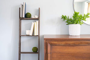 57" Brown Rustic Five Step Wood Ladder Shelf