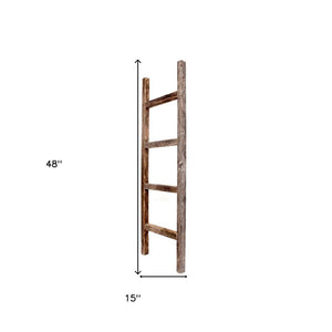 48" Gray Rustic Four Step Wood Ladder Shelf