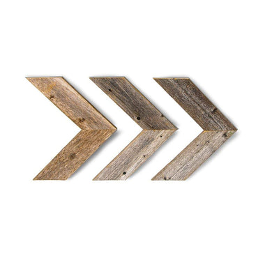 Set of Three Gray Distressed Wood Hanging Dimensional Sculptures