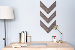 Set of Three Gray Distressed Wood Hanging Dimensional Sculptures