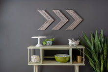 Set of Three Gray Distressed Wood Hanging Dimensional Sculptures
