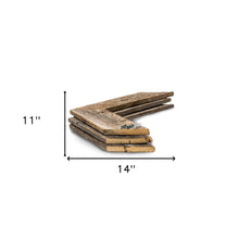 Set of Three Gray Distressed Wood Hanging Dimensional Sculptures