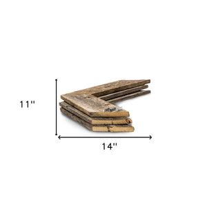 Set of Three Gray Distressed Wood Hanging Dimensional Sculptures