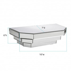 16" Silver Mirrored Glass Hanging Dimensional Floating Shelf