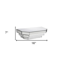 16" Silver Mirrored Glass Hanging Dimensional Floating Shelf