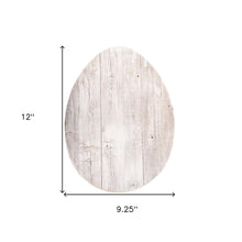 12" Farmhouse White Wwash Wooden Large Egg