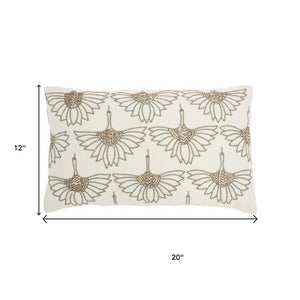 12" X 20" Ivory Cotton Throw Pillow