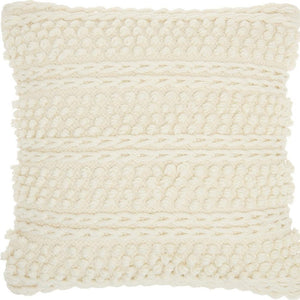 Ivory Textured Dots And Stripes Throw Pillow