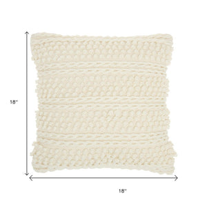 Ivory Textured Dots And Stripes Throw Pillow