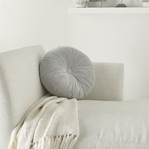 16" X 16" Light Gray Round Velvet