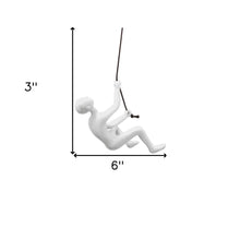 6" X 3" White Resin Climbing Man Hanging Dimensional Sculpture