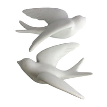 Set of Two White Ceramic Novelty Hanging Dimensional Sculpture