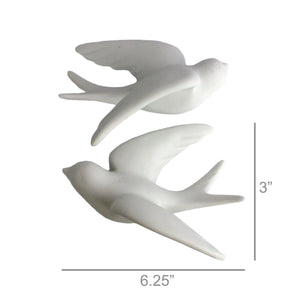Set of Two White Ceramic Novelty Hanging Dimensional Sculpture