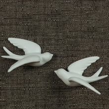 Set of Two White Ceramic Novelty Hanging Dimensional Sculpture