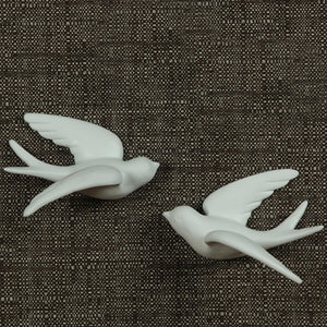 Set of Two White Ceramic Novelty Hanging Dimensional Sculpture
