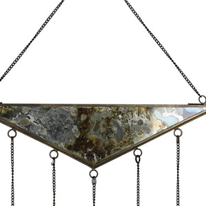 12" X 13" Antiqued Brass And Glass Moon Phase Hanging Dimensional Sculpture