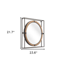 22" Gray Square Steel Framed Accent Mirror