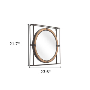 22" Gray Square Steel Framed Accent Mirror