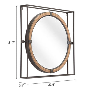 22" Gray Square Steel Framed Accent Mirror