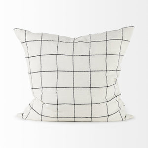 White And Black Grid Square Accent Pillow Cover