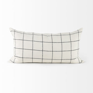 White And Black Grid Lumbar Accent Pillow Cover