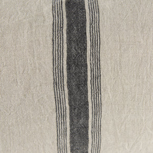 13" X 21" Beige and Black Striped Linen Throw Pillow Cover