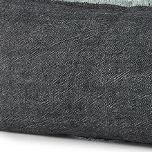 14" X 26" Black And Aqua Linen Throw Pillow Cover