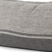 14" X 26" Dark Gray And Light Gray Striped Linen Lumbar Throw Pillow Cover