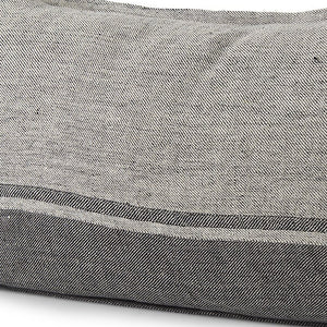 14" X 26" Dark Gray And Light Gray Striped Linen Lumbar Throw Pillow Cover