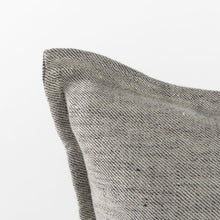 14" X 26" Dark Gray And Light Gray Striped Linen Lumbar Throw Pillow Cover