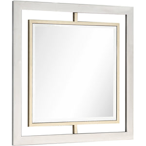 32" Gold Square Framed Accent Mirror