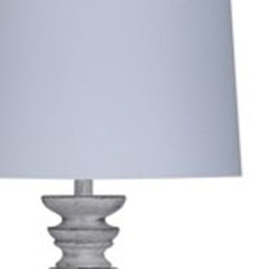 63" White Resin Floor Lamp With White Fabric Drum Shade