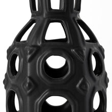 9" Black Abstract Cylinder Metal Table Vase
