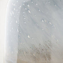 15" Blue And Beige Abstract Cylinder Crystal Glass Table Vase