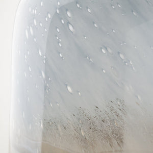 15" Blue And Beige Abstract Cylinder Crystal Glass Table Vase