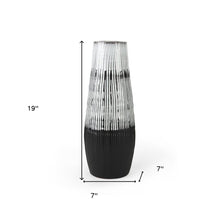 19" Black Gray And White Abstract Cylinder Ceramic Table Vase