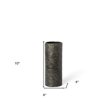 10" Black And Gold Abstract Cylinder Ceramic Table Vase