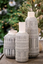 14" Gray Abstract Cylinder Ceramic Table Vase