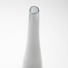 21" Blue Gray and Taupe Handblown Spun Glass Vase